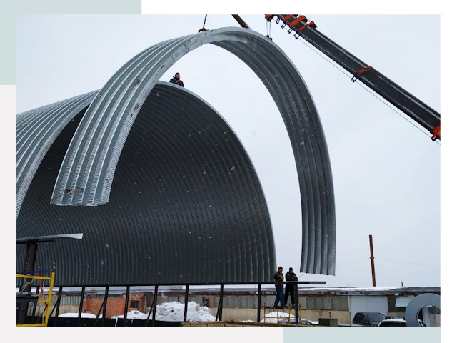 Полукруглые ангары в Красноярске